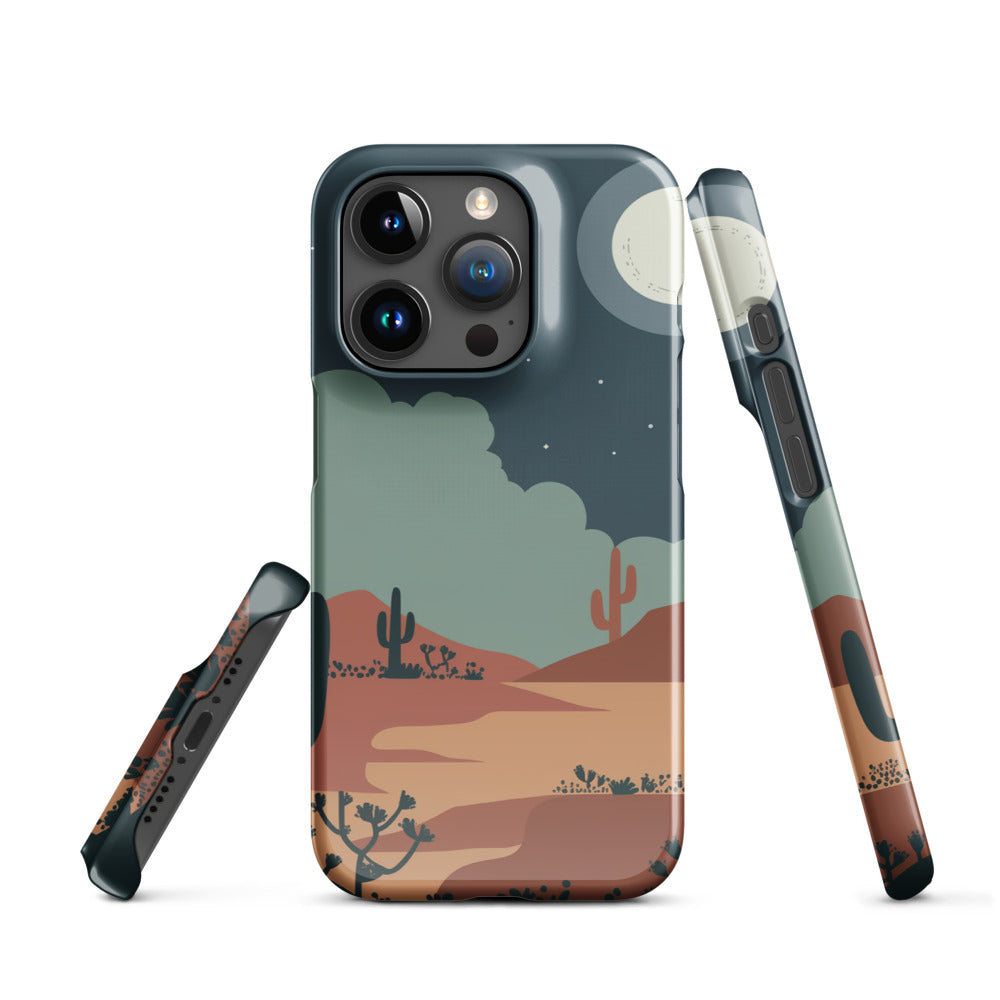 Moon Desert phone case — indigo boho night landscape