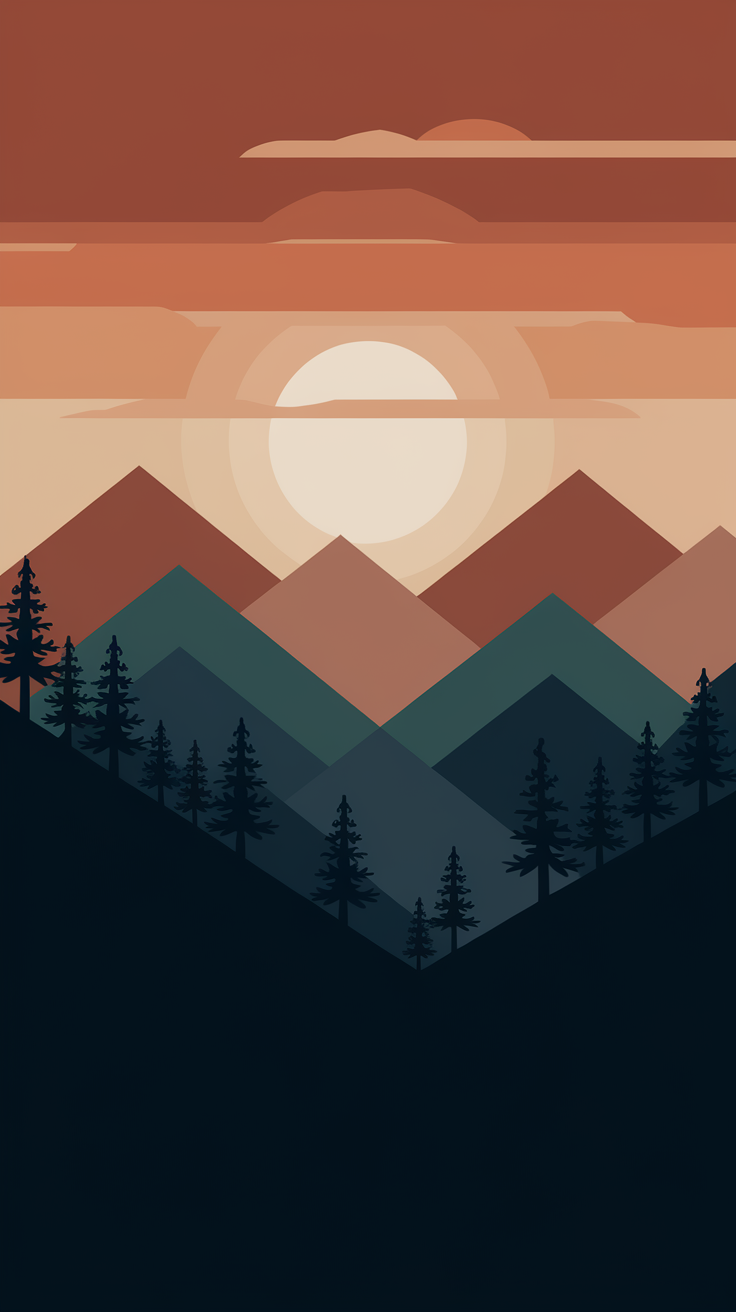 Pine Ridge Mountain Phone Case — Minimalist Geometric Design