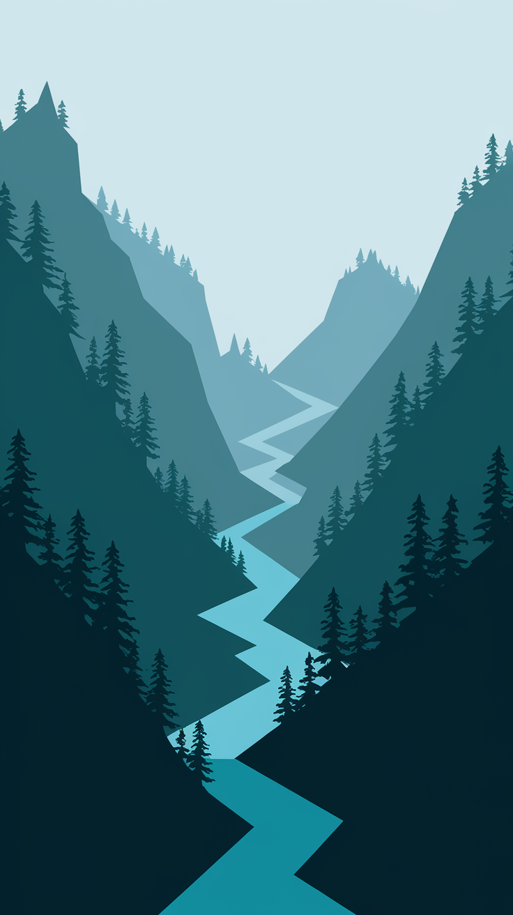 River Run Mountain Phone Case — Minimalist Geometric Design