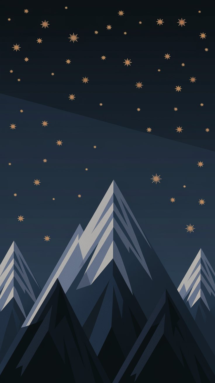 Midnight Peaks Mountain Phone Case — Geometric Night Sky Design