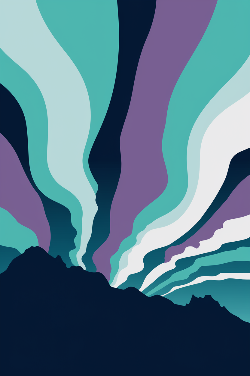Aurora Peaks | Northern Lights Art Tee | Organic Cotton — original illustration