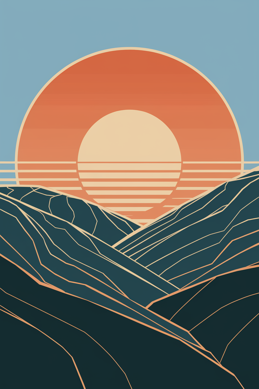 Sun Valley | Retro Sunrise Art Tee | Organic Cotton — original illustration