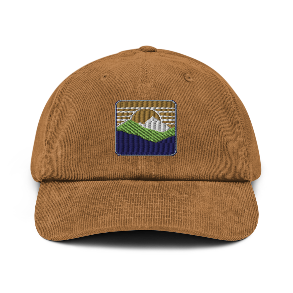 Mountain Sunrise Hat | Embroidered Corduroy | Outdoor Minimal - Camel