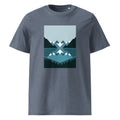 Alpine Lake | Mountain Tee | Organic Cotton — organic cotton Dark Heather Blue front mockup