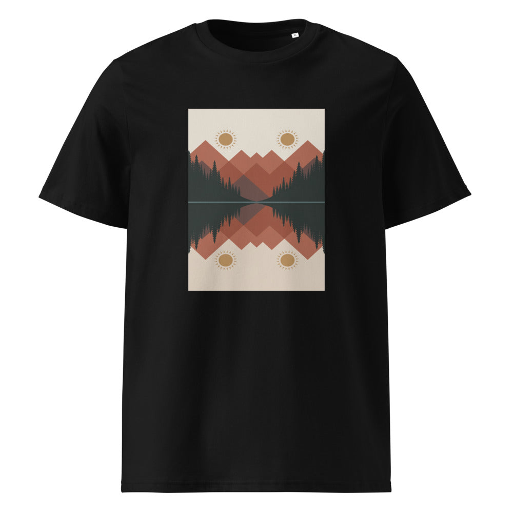 Alpine Lake | Mountain Reflection Art Tee | Organic Cotton — Black organic cotton