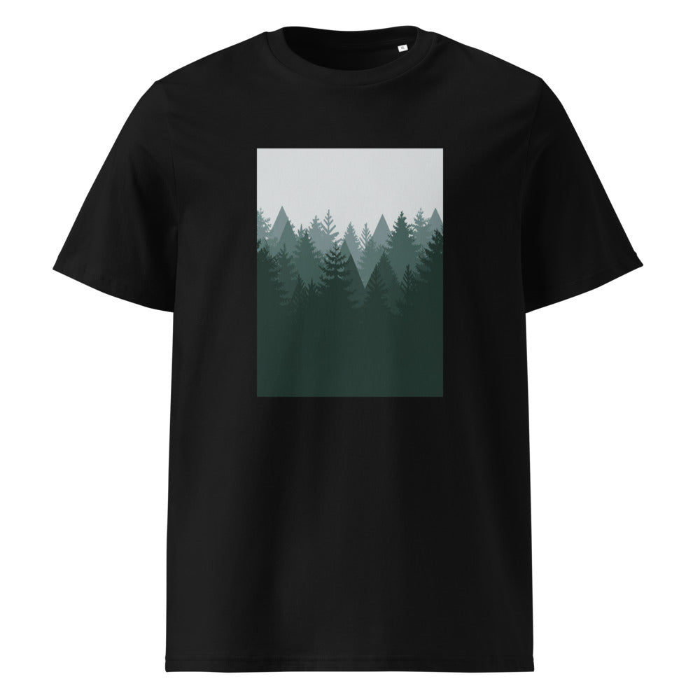 Pine Forest | Scandinavian Forest Art Tee | Organic Cotton — Black organic cotton