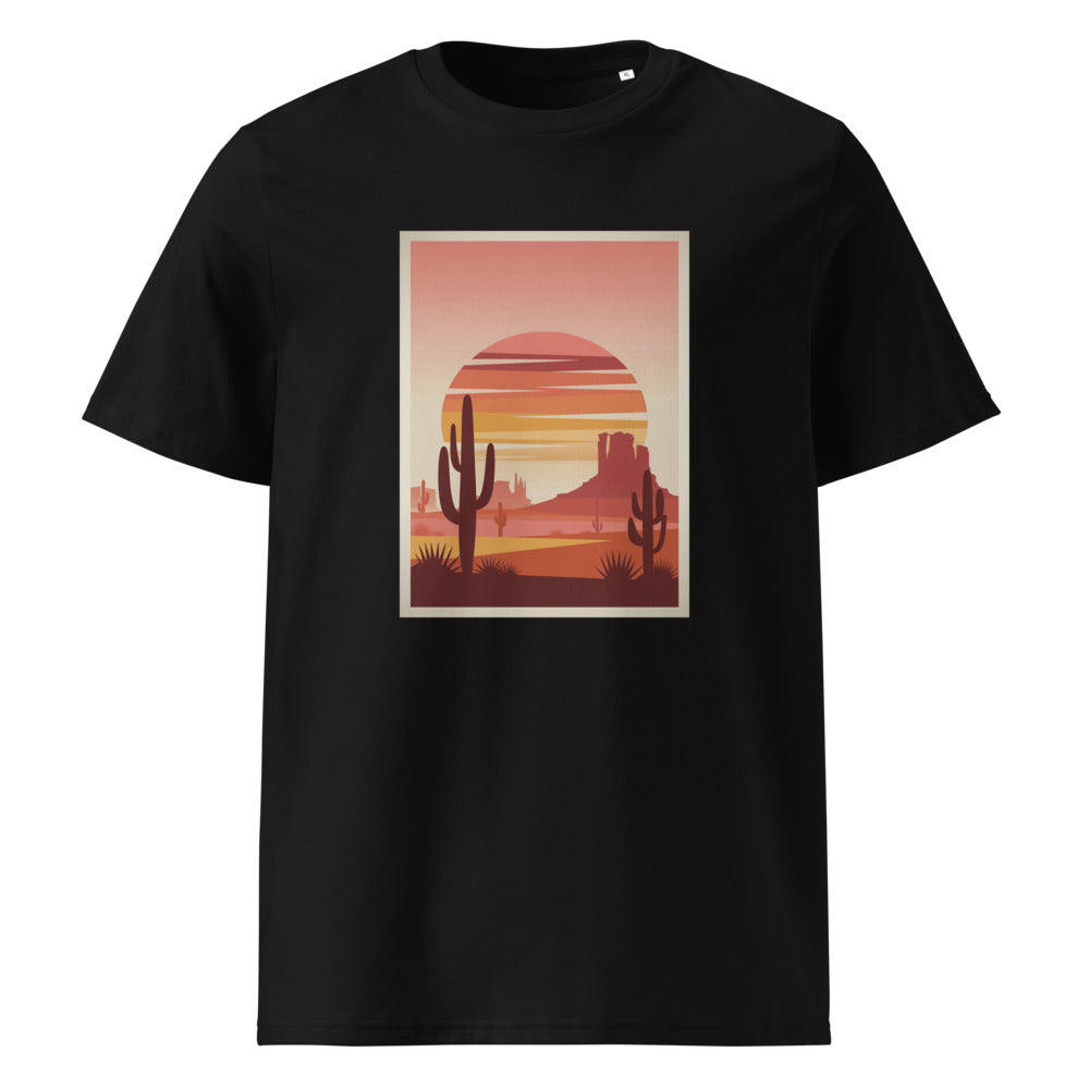 Desert Sunset | Southwest Landscape | Boho Art Tee | Organic Cotton — Black organic cotton