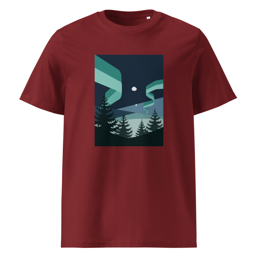 Northern Lights | Aurora Borealis Art Tee | Organic Cotton — Burgundy organic cotton