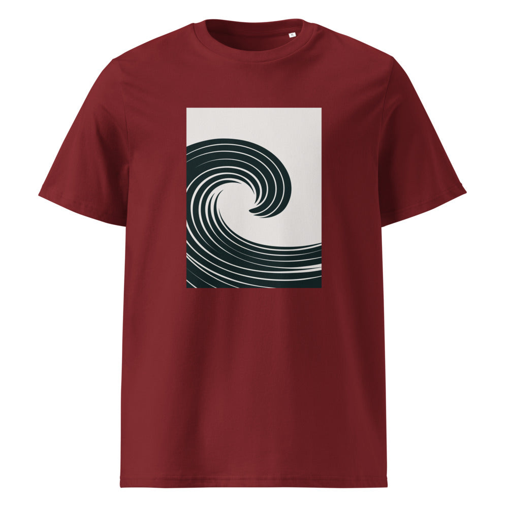 Ocean Wave | Japanese Minimal Art Tee | Organic Cotton — Burgundy organic cotton