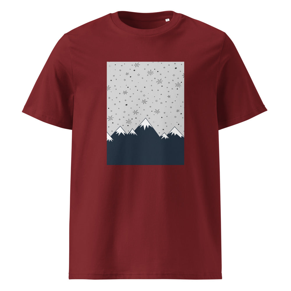 Cosmic Mountain | Starry Night Art Tee | Organic Cotton — Burgundy organic cotton