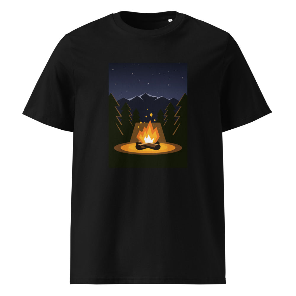 Campfire Night | Mountain Tee | Organic Cotton — organic cotton Black front mockup