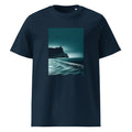 Coastal Cliff | Minimal Seascape Art Tee | Organic Cotton — organic cotton French Navy front mockup