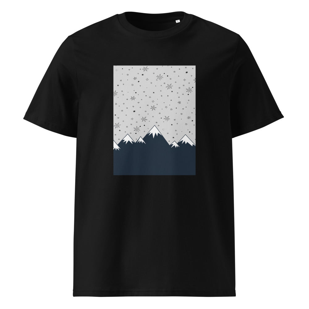 Cosmic Mountain | Starry Night Art Tee | Organic Cotton — organic cotton Black front mockup