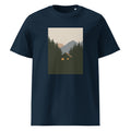 Cozy Cabin | Mountain Cabin Art Tee | Organic Cotton — organic cotton French Navy front mockup