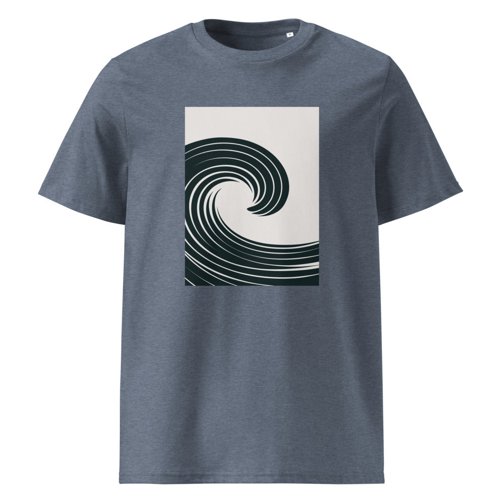 Ocean Wave | Japanese Minimal Art Tee | Organic Cotton — Dark Heather Blue organic cotton