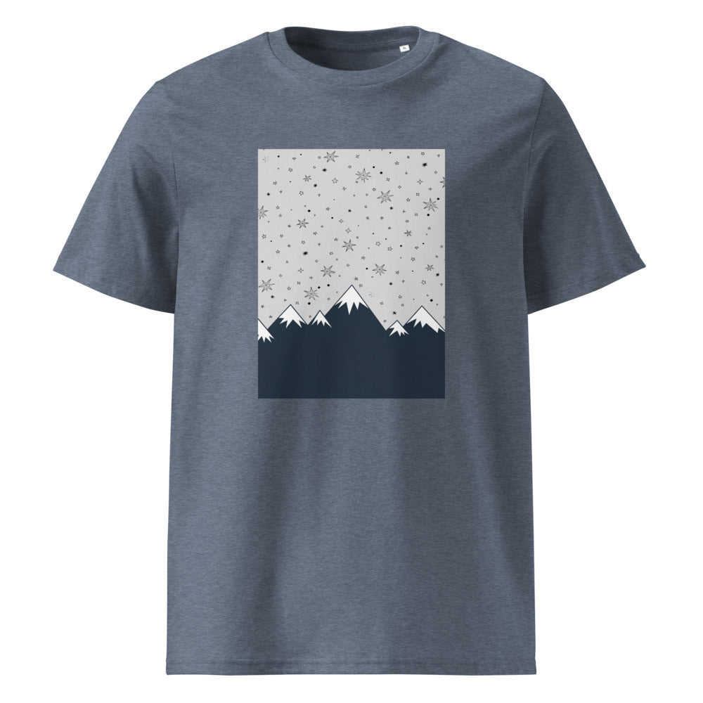 Cosmic Mountain | Starry Night Art Tee | Organic Cotton — Dark Heather Blue organic cotton