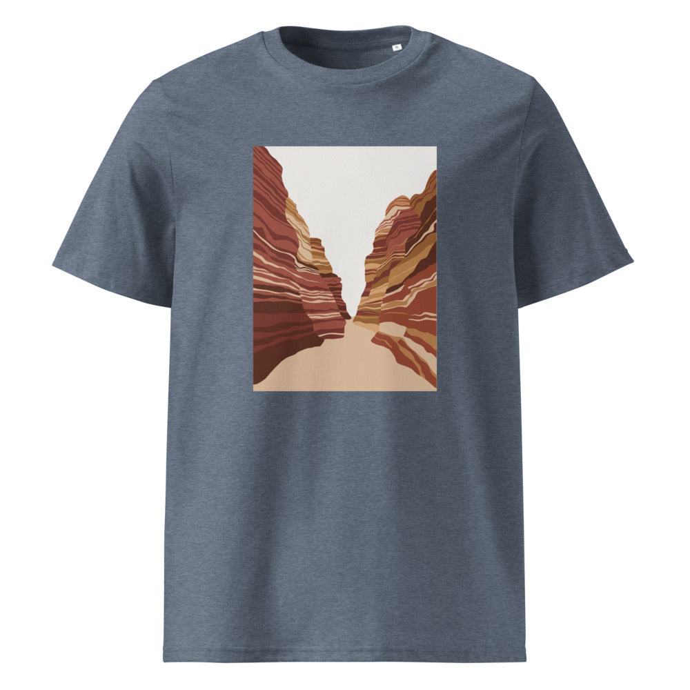 Canyon Layers | Abstract Geology Art Tee | Organic Cotton — Dark Heather Blue organic cotton