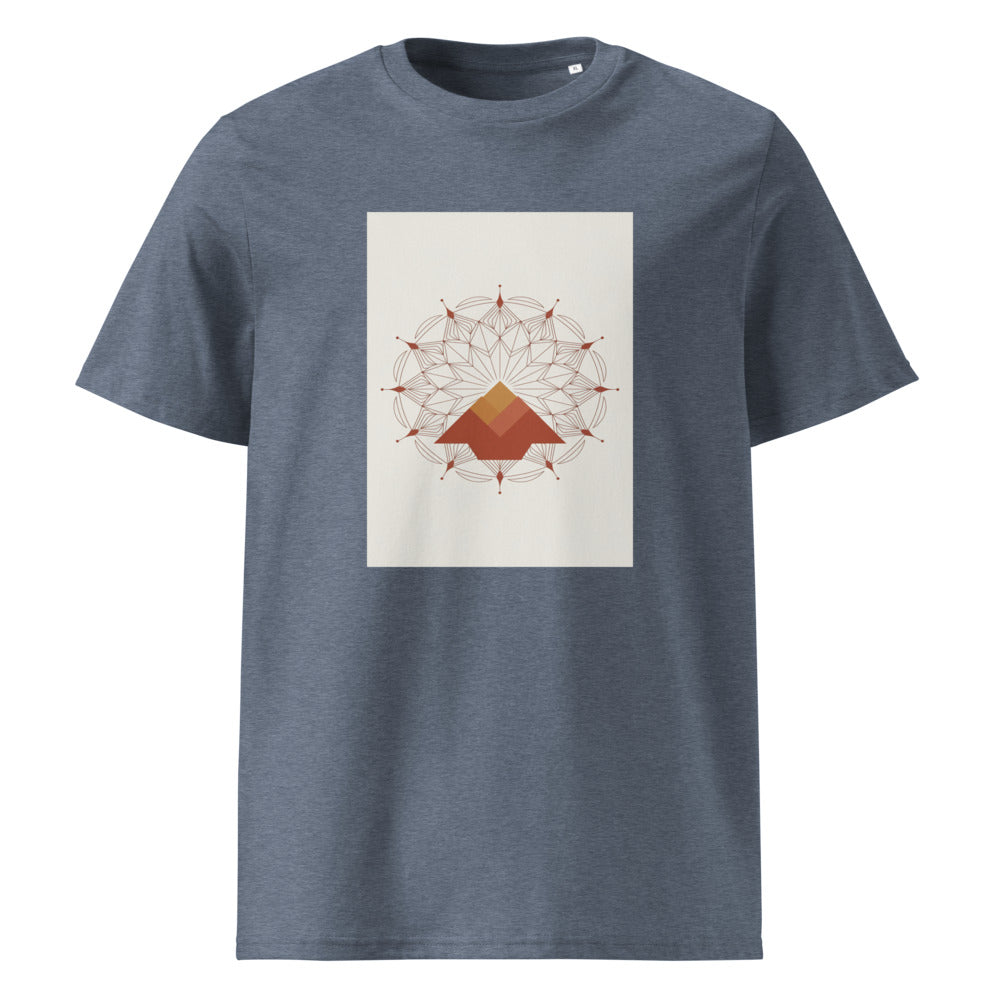 Sacred Geometry | Boho Mandala Art Tee | Organic Cotton — Dark Heather Blue organic cotton