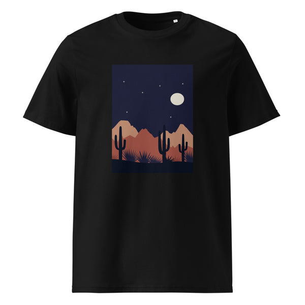 Desert Night | Moon & Cactus | Night Sky Art Tee | Organic Cotton