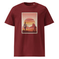 Desert Sunset | Southwest Landscape | Boho Art Tee | Organic Cotton — organic cotton Burgundy front mockup
