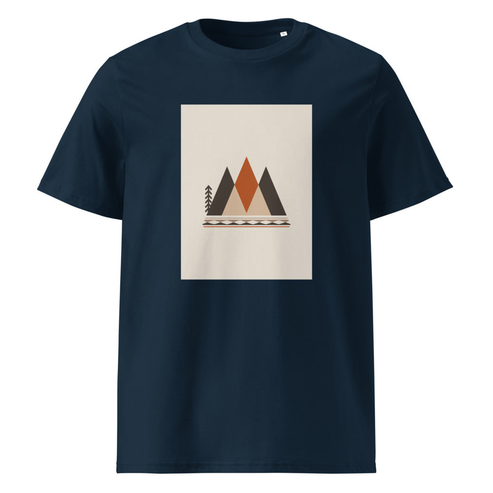 Tribal Peaks | Geometric Mountain Art Tee | Organic Cotton — French Navy organic cotton