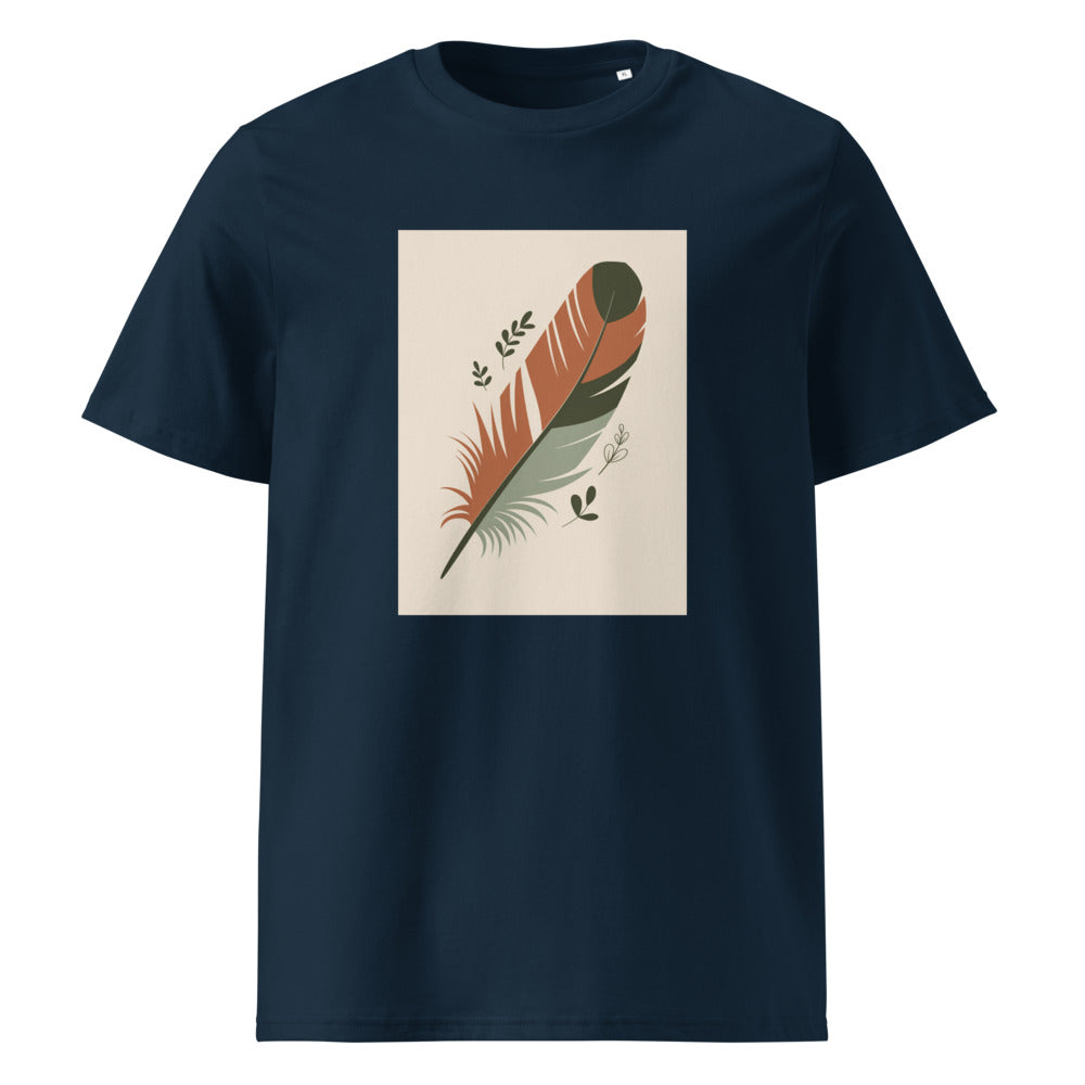 Boho Feather | Terracotta Botanical Art Tee | Organic Cotton — French Navy organic cotton