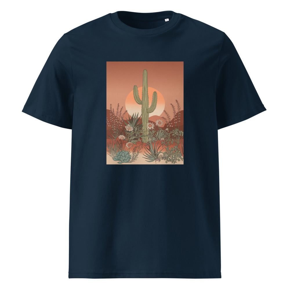 Desert Bloom | Boho Cactus Art Tee | Organic Cotton — French Navy organic cotton