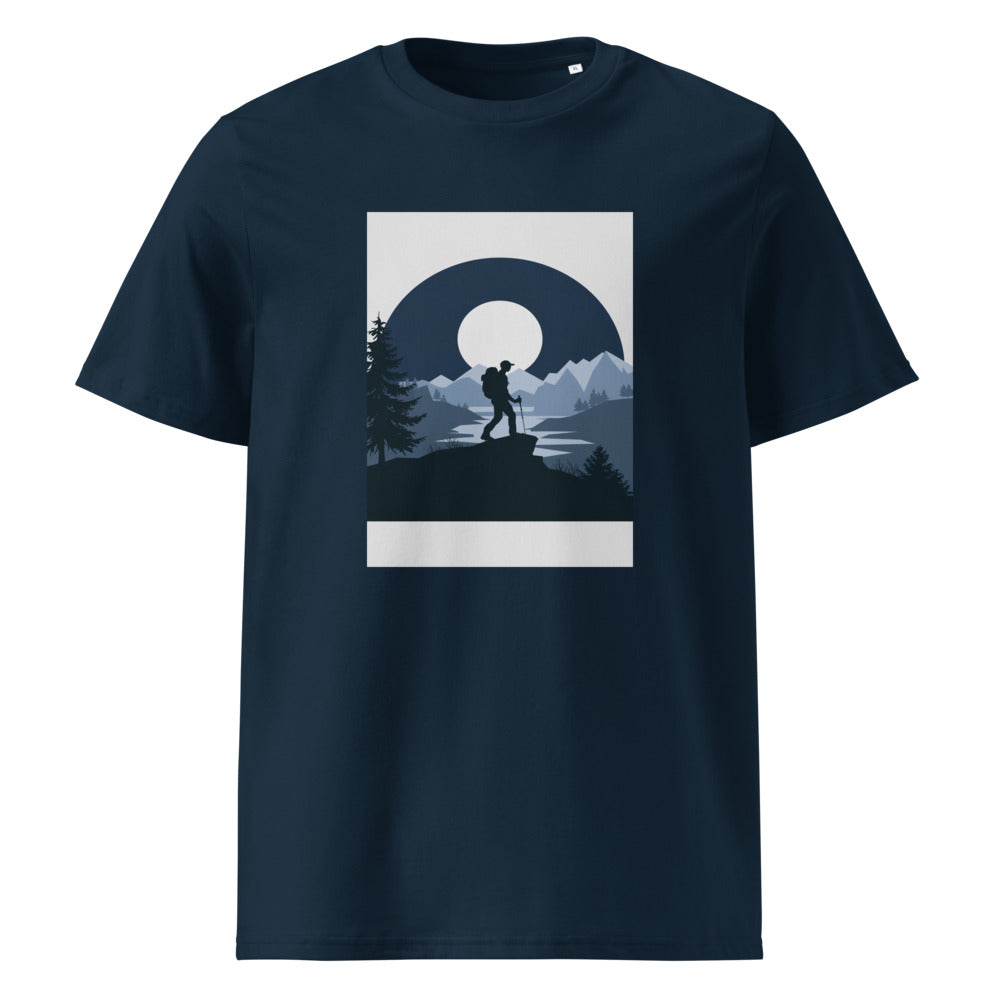 Moon Hiker | Minimalist Outdoor Art Tee | Organic Cotton — French Navy organic cotton