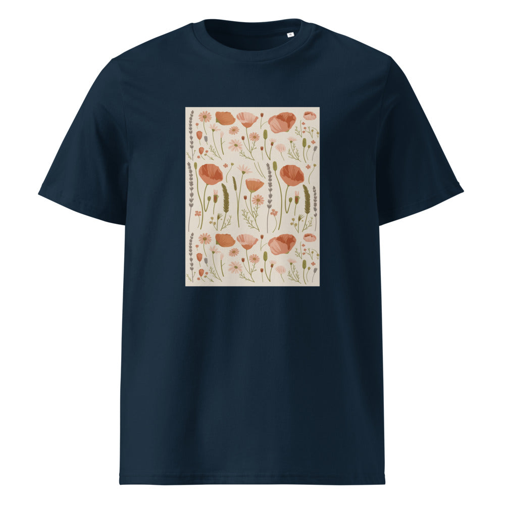 Wildflower Meadow | Boho Botanical Art Tee | Organic Cotton — French Navy organic cotton
