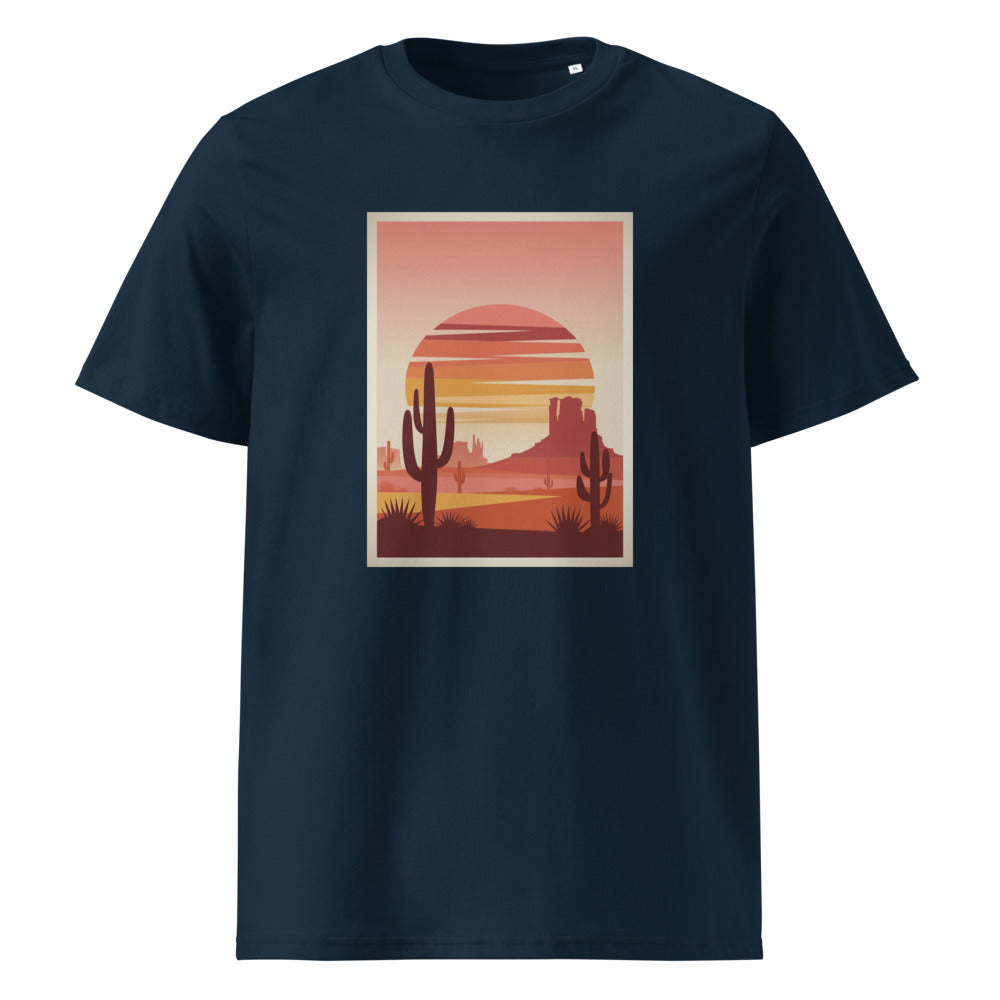 Desert Sunset | Southwest Landscape | Boho Art Tee | Organic Cotton — French Navy organic cotton