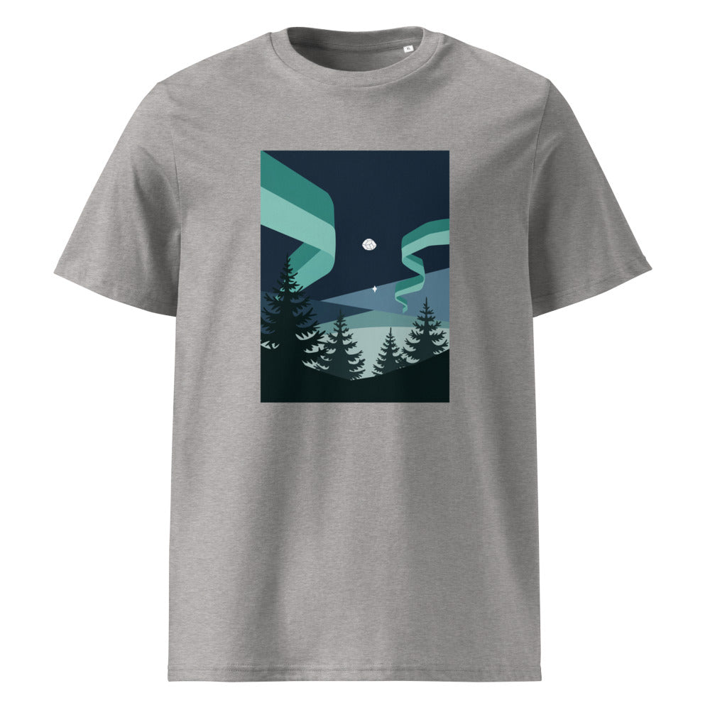 Northern Lights | Aurora Borealis Art Tee | Organic Cotton — Heather Grey organic cotton