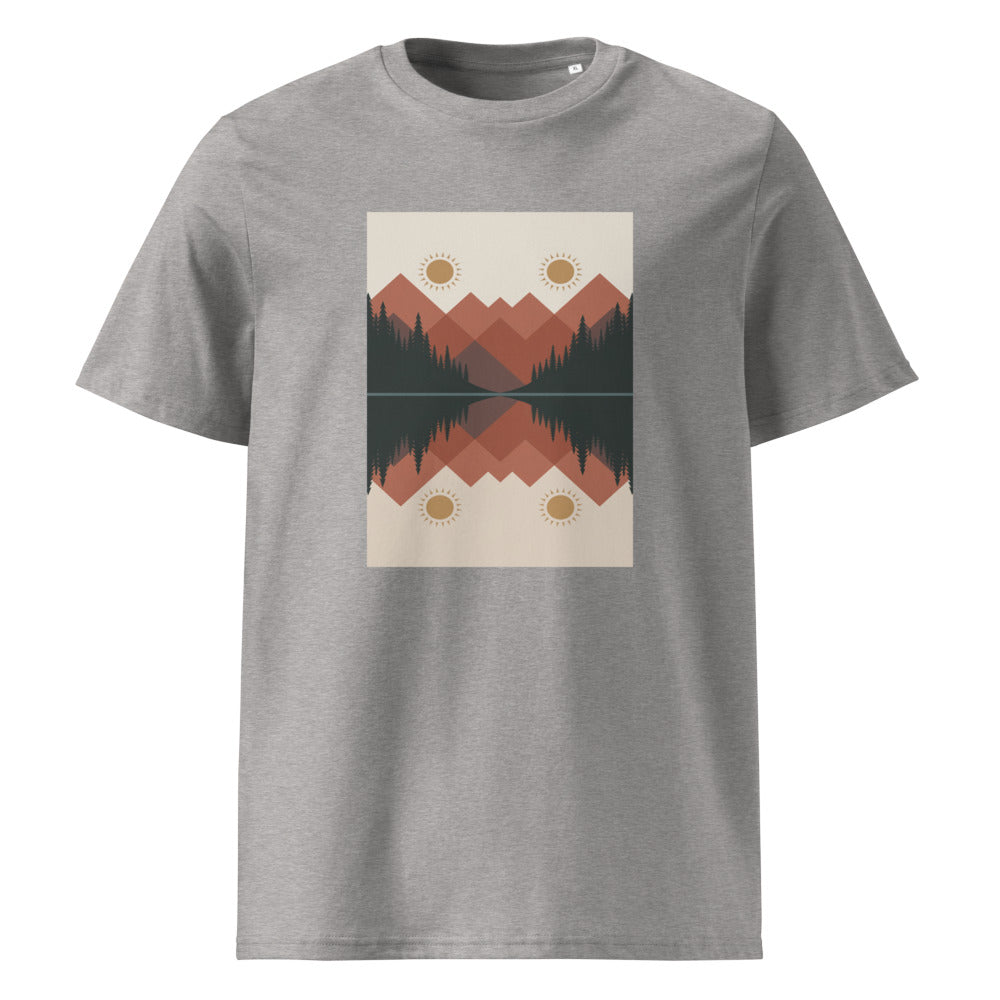 Alpine Lake | Mountain Reflection Art Tee | Organic Cotton — Heather Grey organic cotton