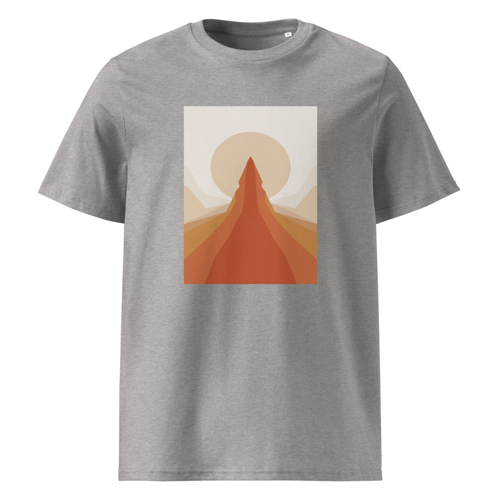 Mountain Zen | Minimalist Alpine Art Tee | Organic Cotton — Heather Grey organic cotton