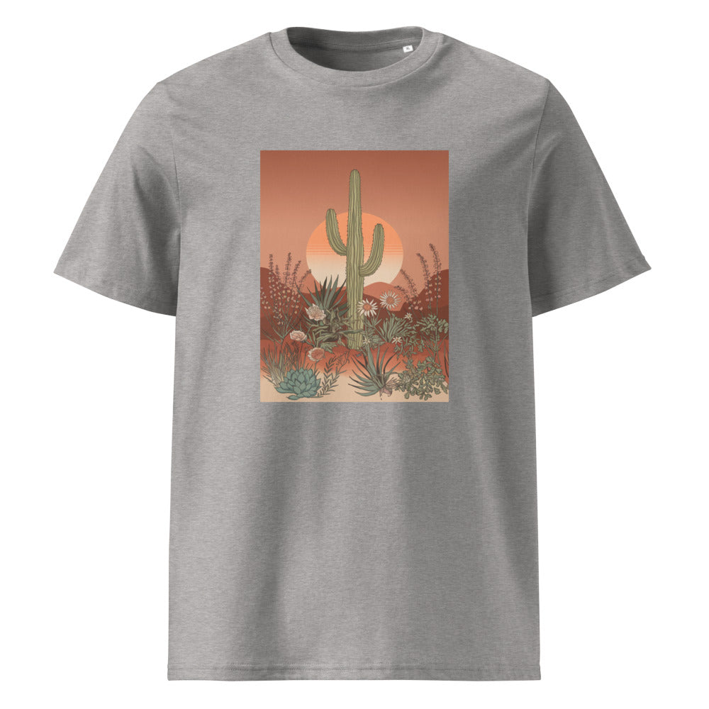 Desert Bloom | Boho Cactus Art Tee | Organic Cotton — Heather Grey organic cotton
