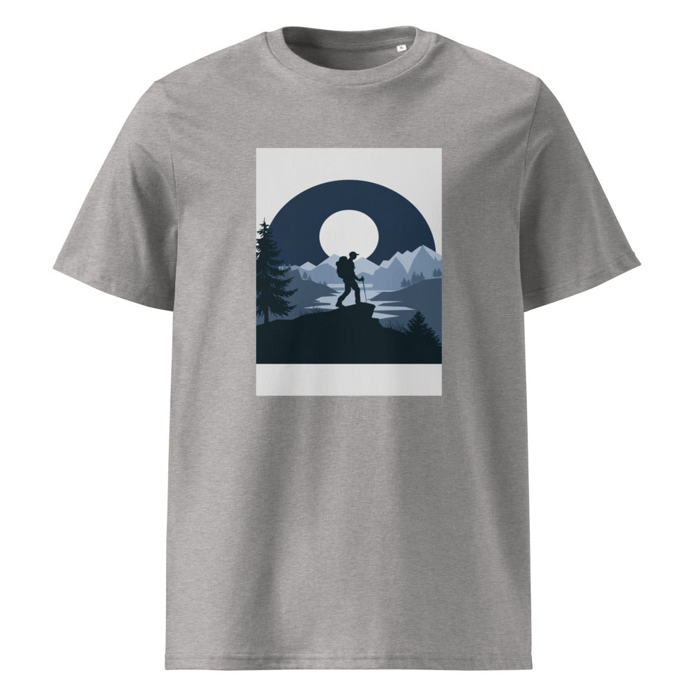 Moon Hiker | Minimalist Outdoor Art Tee | Organic Cotton — Heather Grey organic cotton