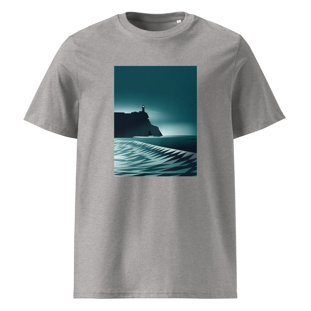 Coastal Cliff | Minimal Seascape Art Tee | Organic Cotton — Heather Grey organic cotton