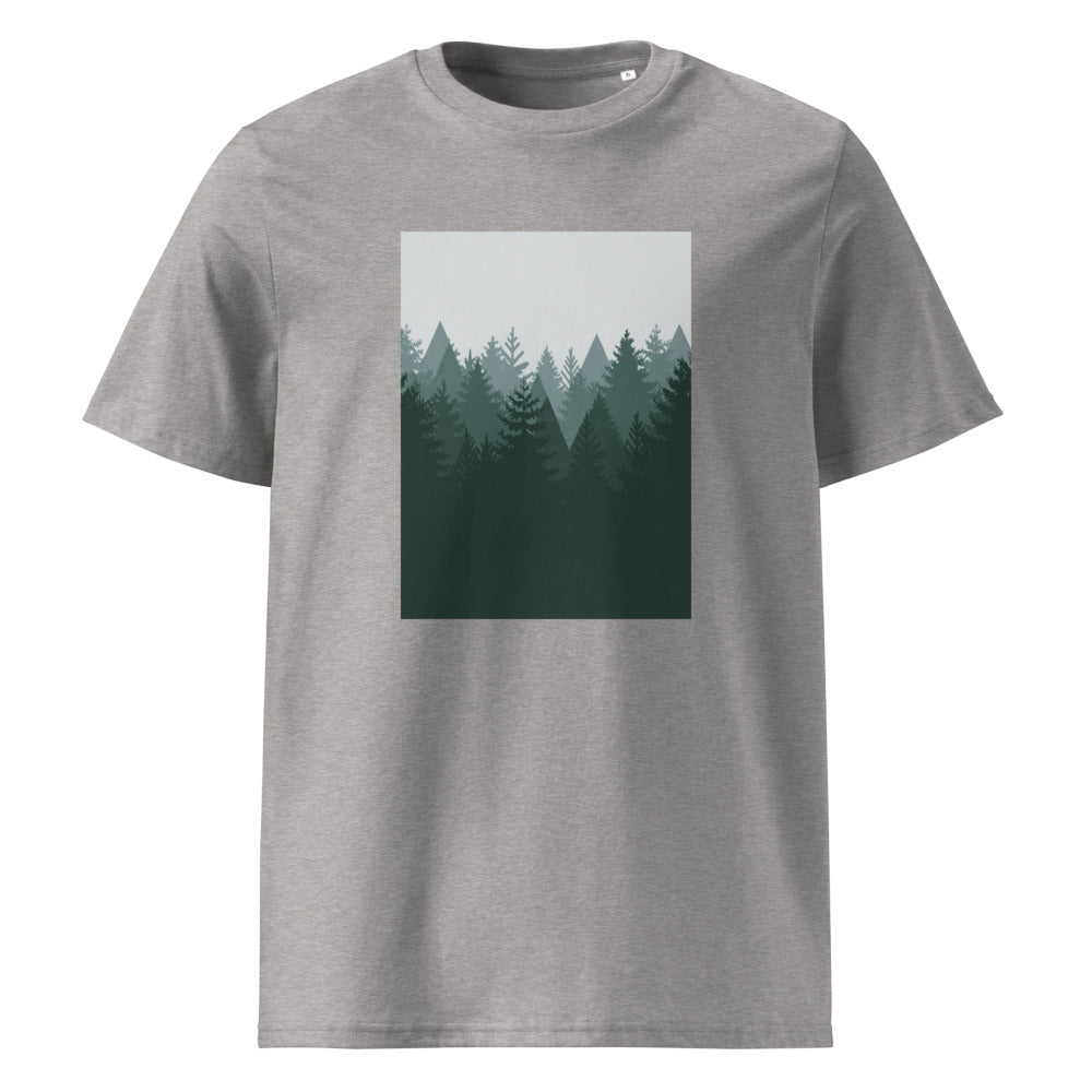 Pine Forest | Scandinavian Forest Art Tee | Organic Cotton — Heather Grey organic cotton