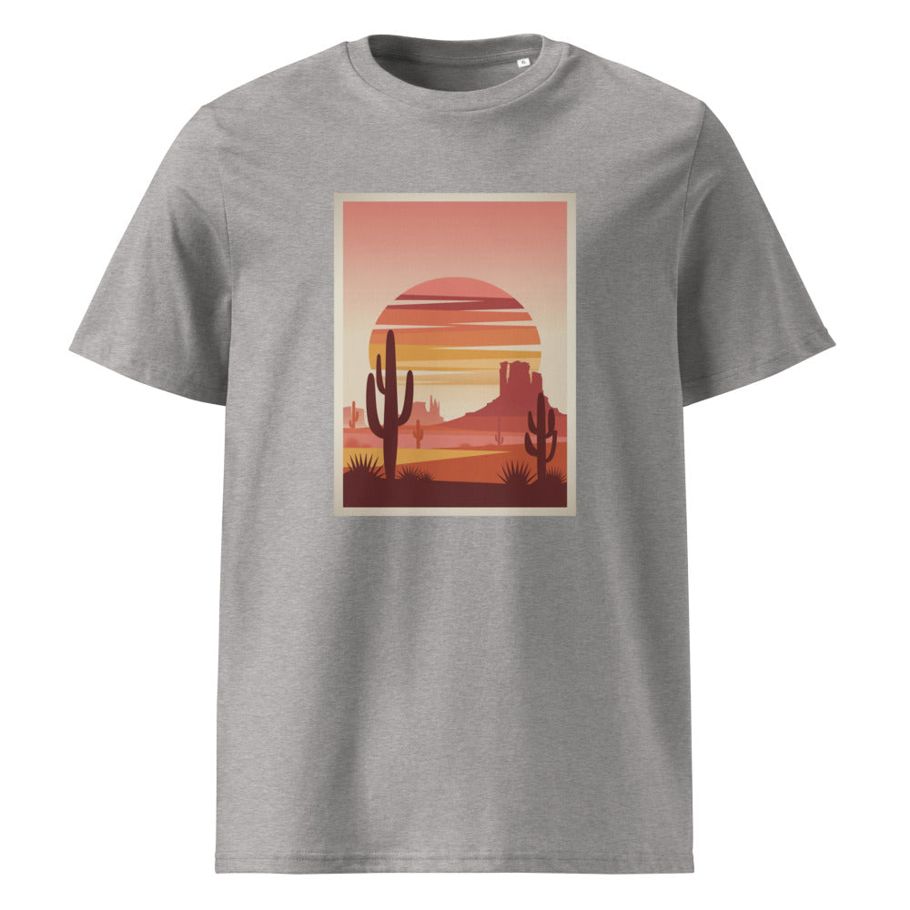 Desert Sunset | Southwest Landscape | Boho Art Tee | Organic Cotton — Heather Grey organic cotton