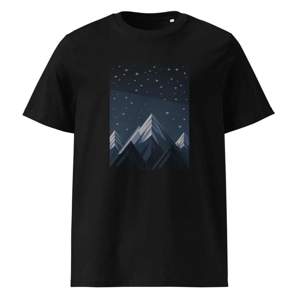 Midnight Peaks | Mountain Tee | Organic Cotton — organic cotton Black front mockup