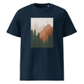 Mountain Forest | Minimalist Outdoor Art Tee | Organic Cotton — organic cotton French Navy front mockup