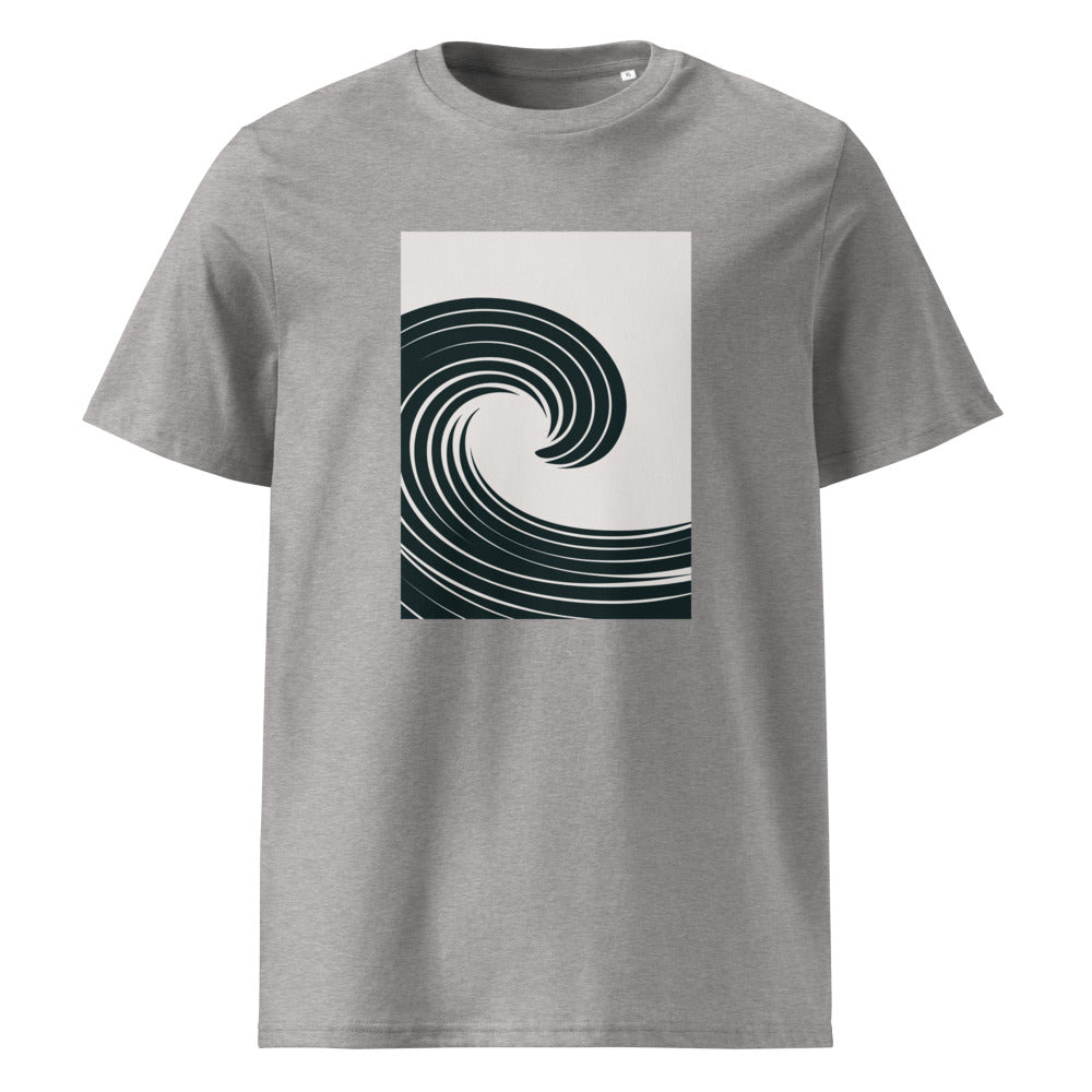 Ocean Wave | Japanese Minimal Art Tee | Organic Cotton — organic cotton Heather Grey front mockup