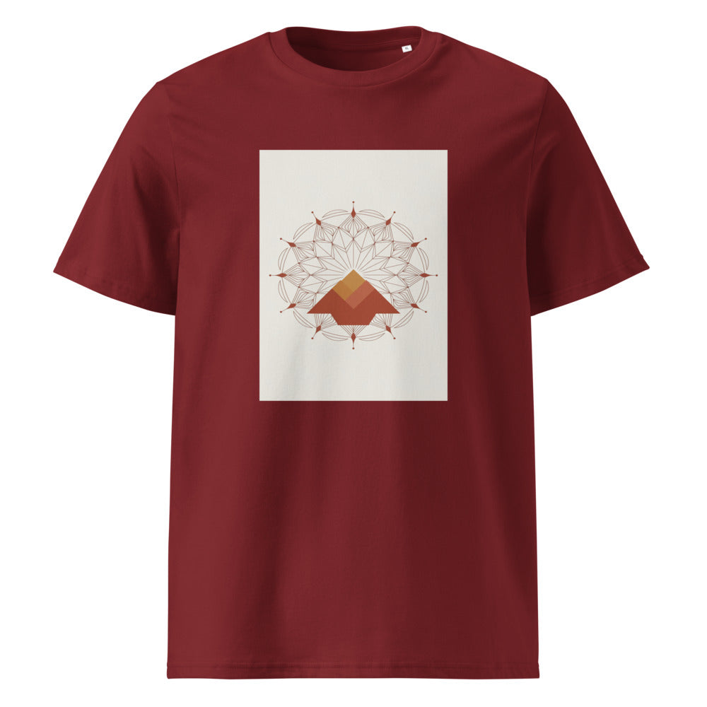 Sacred Geometry | Boho Mandala Art Tee | Organic Cotton — organic cotton Burgundy front mockup