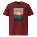 Sun Valley | Retro Sunrise Art Tee | Organic Cotton — organic cotton Burgundy front mockup