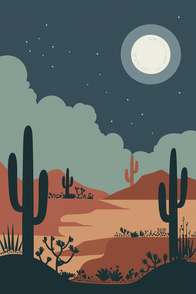Moon Desert phone case design — indigo boho night